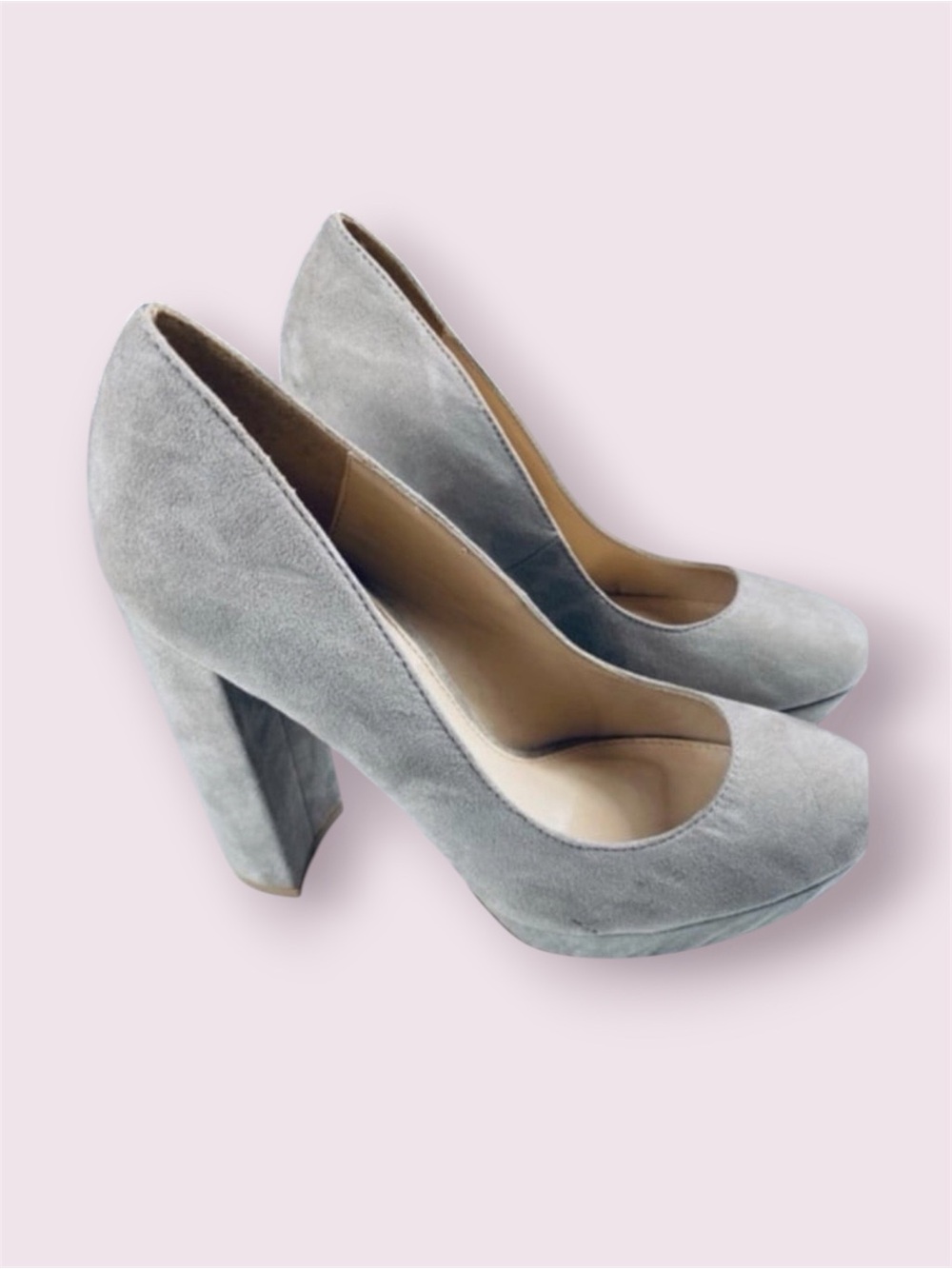 Charlotte Russe taupe suede chunky heels size 9
